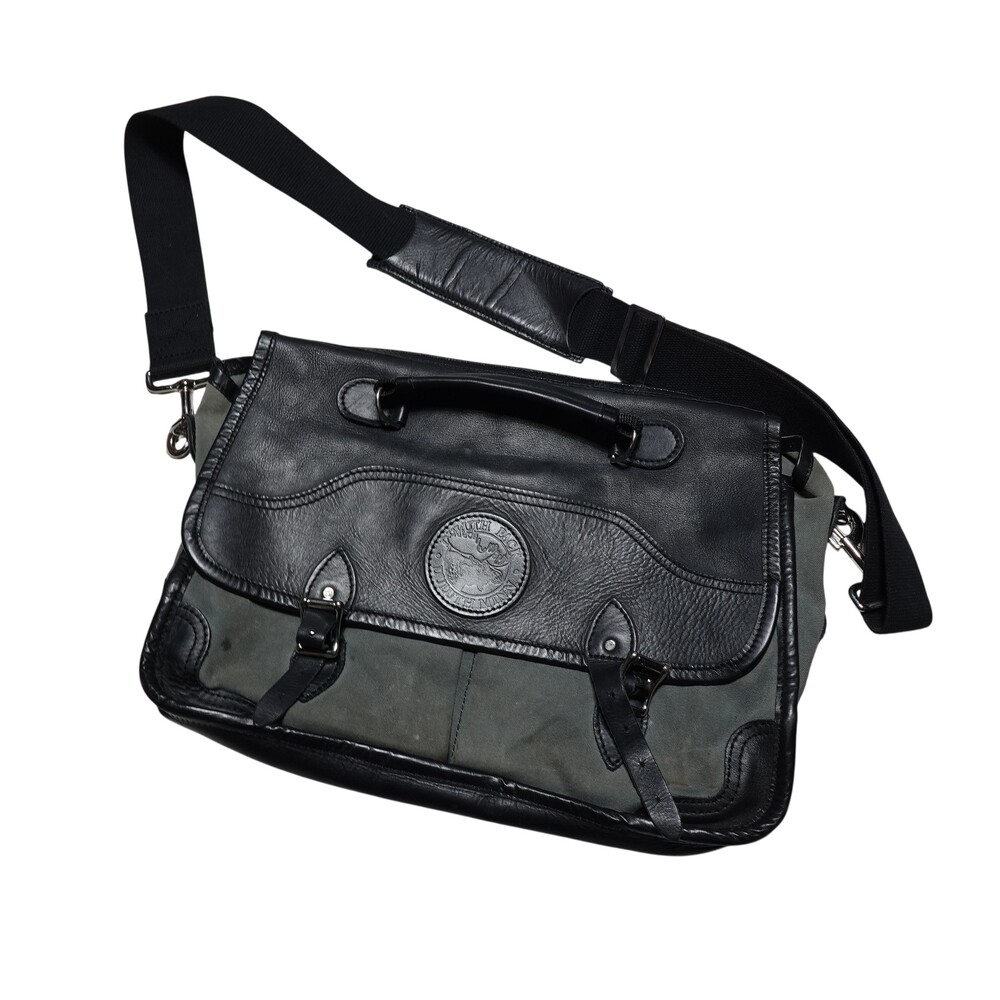 Duluth Pack Messenger Bag Mens Large Green Canvas Leather Crossbody Pockets